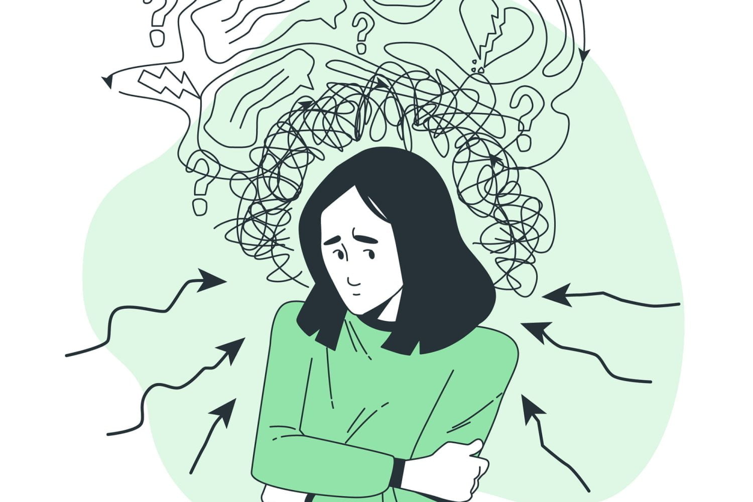 Ilustración de mujer con ataques de pánico